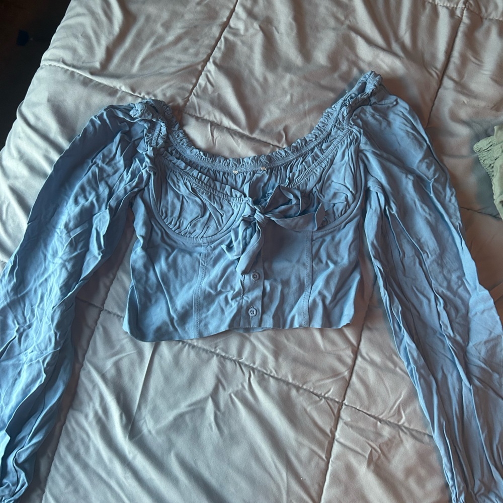 Light Blue Off-Shoulder Top